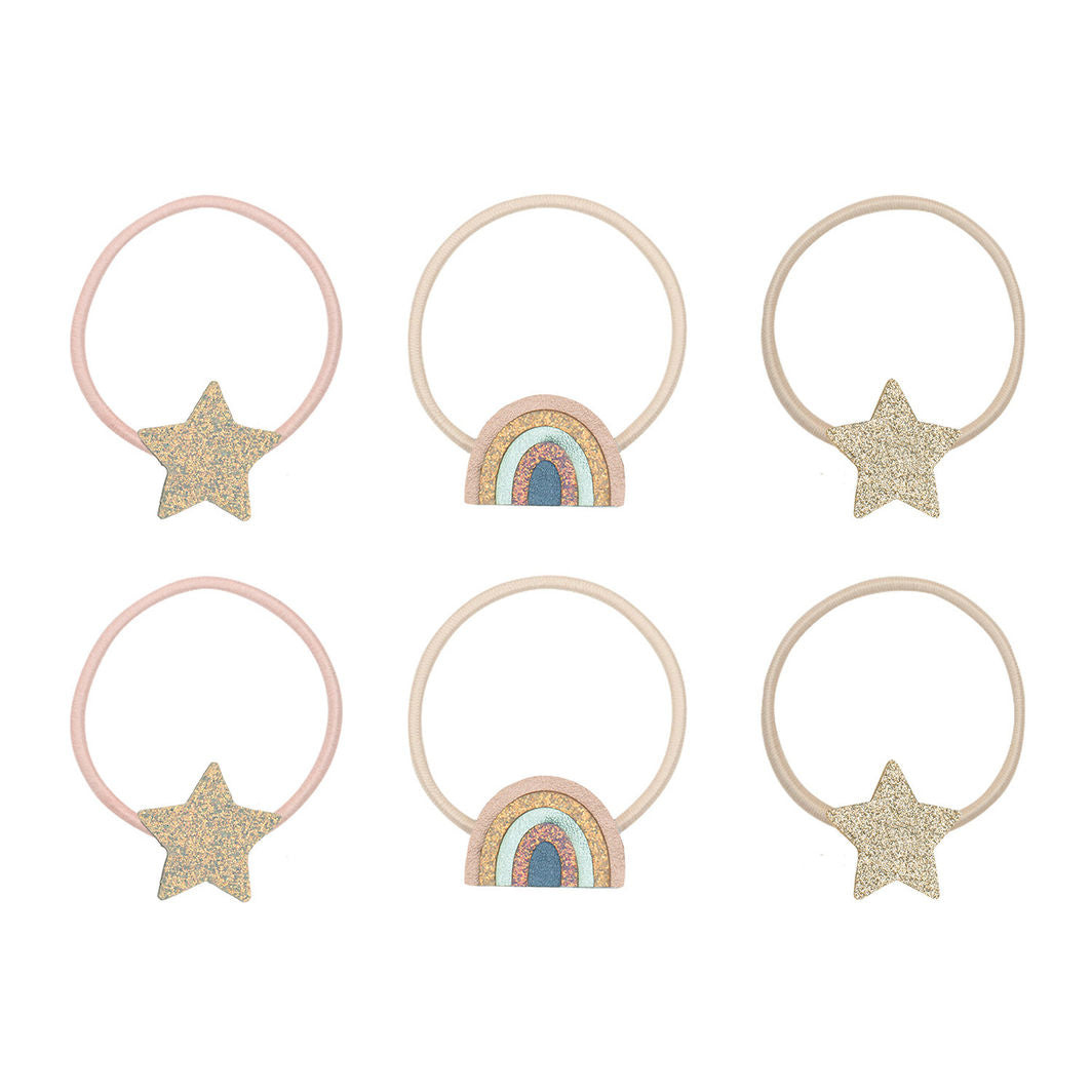 Mimi &amp; Lula Hair Accessories, 6 Hair Ties - Rainbow &amp; Star Celeste