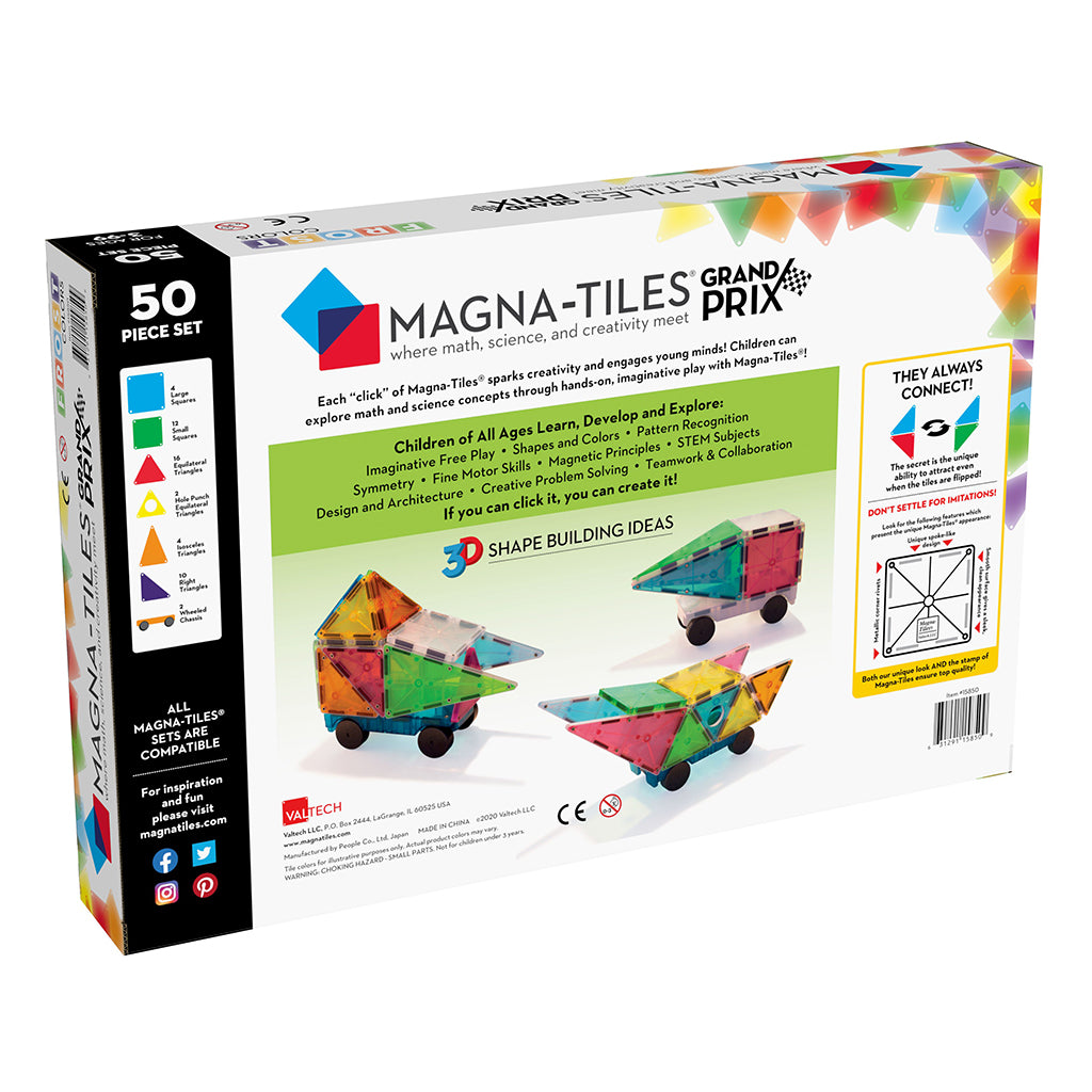 Magna-Tiles Grand Prix Frost, 50 Pieces