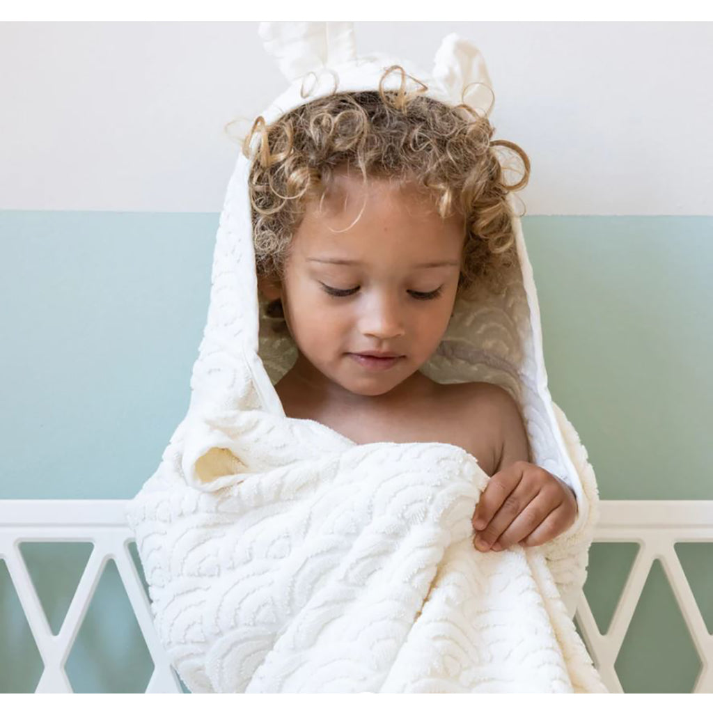 Cam Cam Junior Hooded Towel with Ears, Off-White