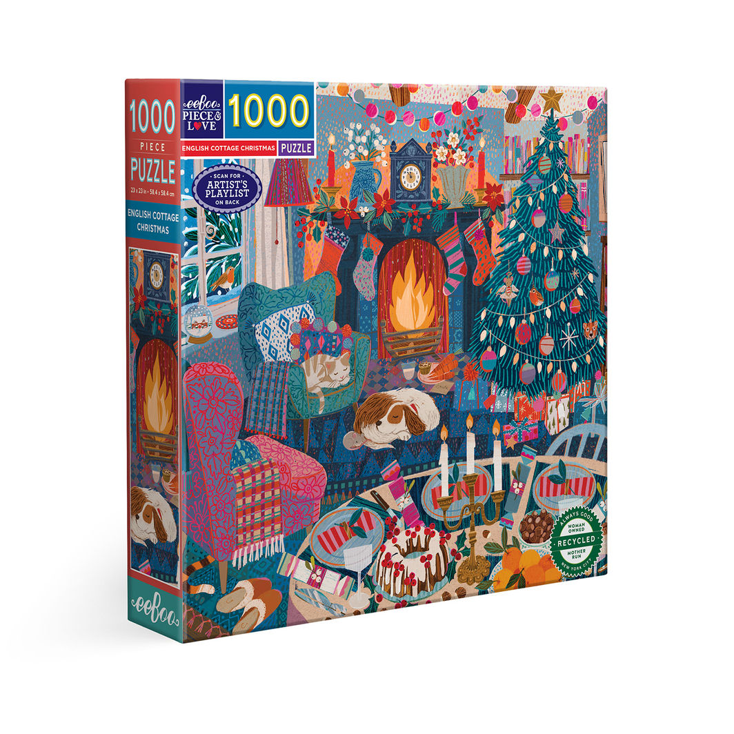 eeBoo Puzzle, 1000 pieces – English Cottage Christmas