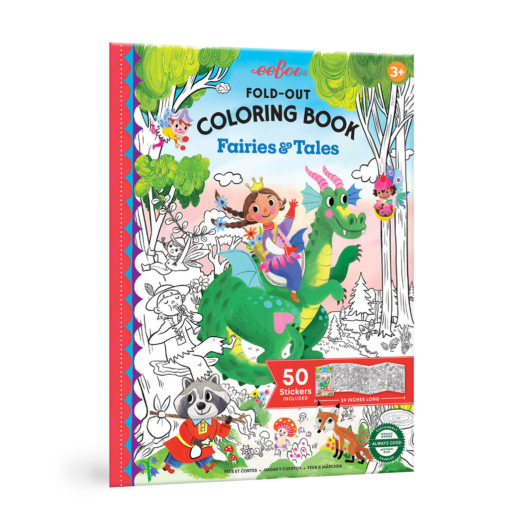 eeBoo Fold-Out Coloring Book: Fairies and Fairy Tales