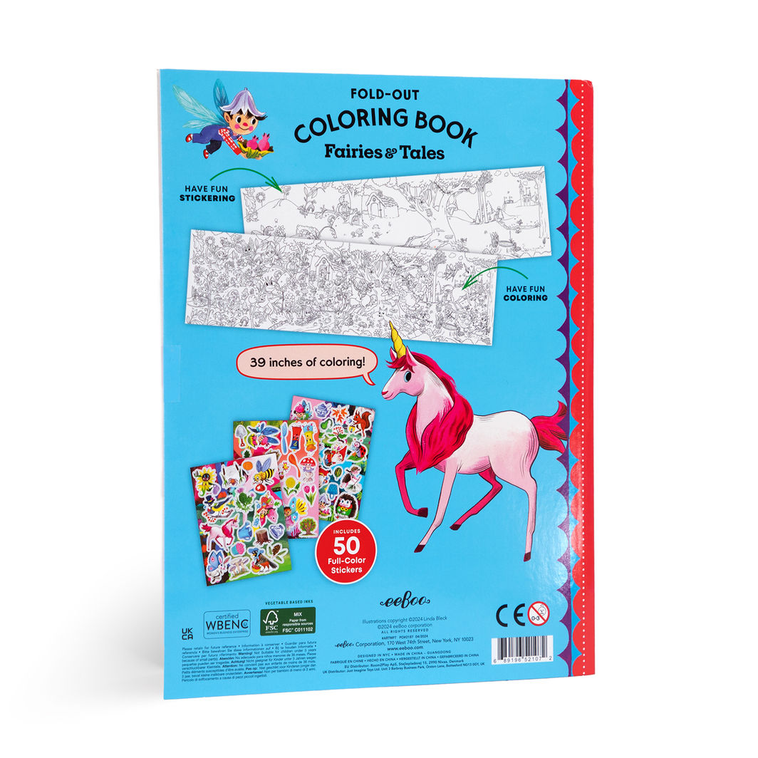 eeBoo Fold-Out Coloring Book: Fairies and Fairy Tales