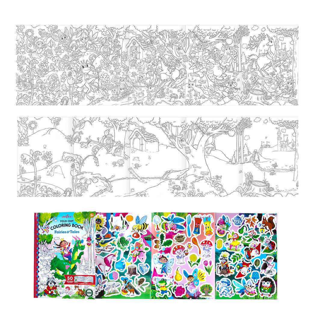 eeBoo Fold-Out Coloring Book: Fairies and Fairy Tales