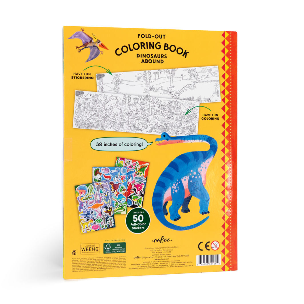 eeBoo Fold-Out Coloring Book, Dinosaurs
