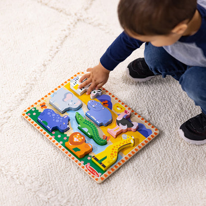 Melissa &amp; Doug Wooden Puzzle with Large Pieces, Safari - 8 Pieces