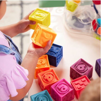 B Toys Soft Building Blocks, One Two Squeeze - 10 Pieces.
