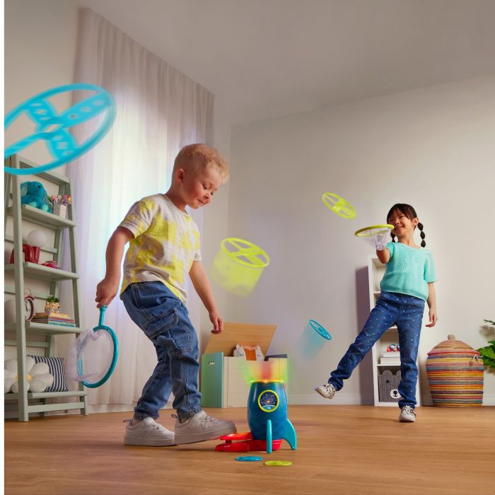 B Toys Rocket with Launcher, Catch Discs, and Racket