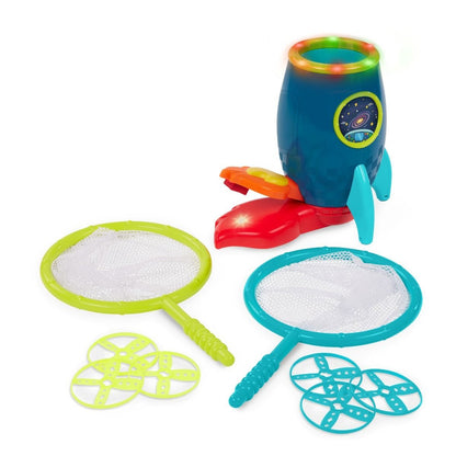 B Toys Rocket with Launcher, Catch Discs, and Racket