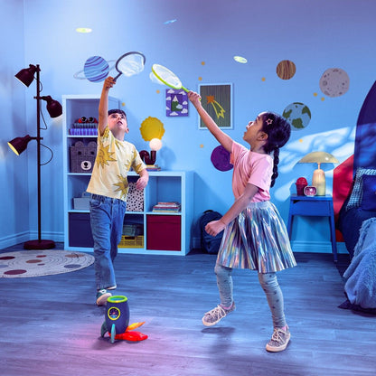 B Toys Rocket with Launcher, Catch Discs, and Racket