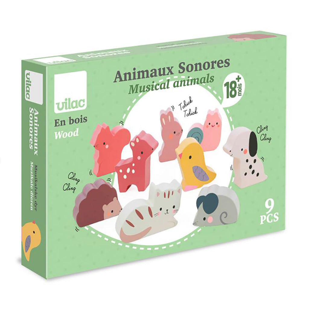 Vilac Wooden Animals with Sound, Set of 9