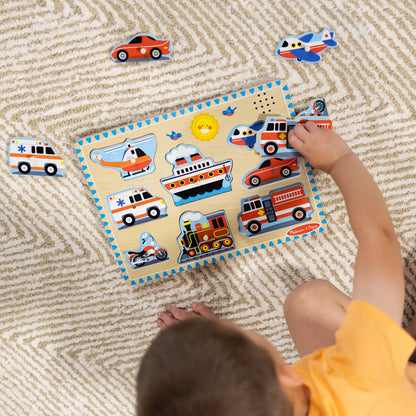 Melissa &amp; Doug Sound Puzzle, Vehicles - 8 Pieces