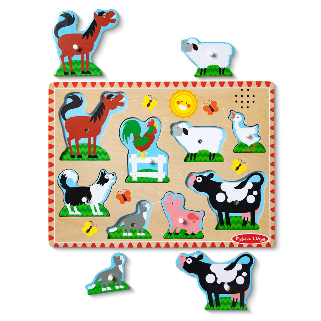 Melissa &amp; Doug Sound Knob Puzzle, Farm - 8 Pieces