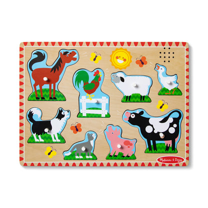 Melissa &amp; Doug Sound Knob Puzzle, Farm - 8 Pieces