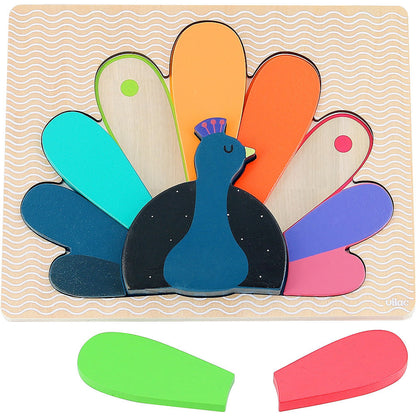 Vilac Wooden Puzzle, Peacock by Andy Westface