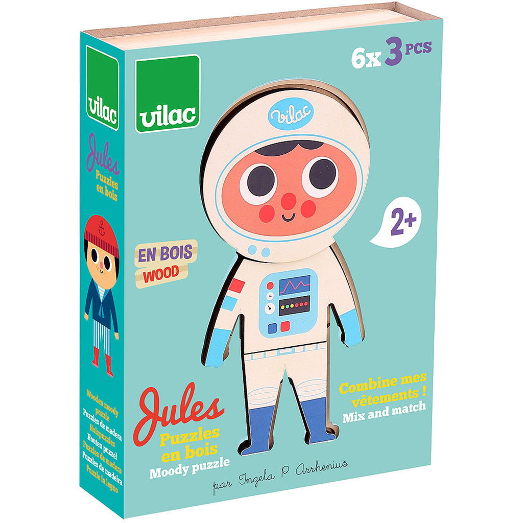 Vilac Wooden Puzzle, 6 x 3 Pieces - Jules by Ingela P Arrhenius