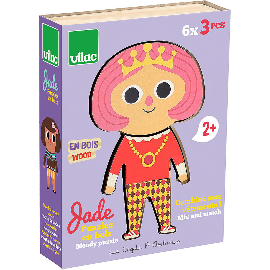 Vilac Wooden Puzzle, 6 x 3 Pieces - Jane by Ingela P Arrhenius