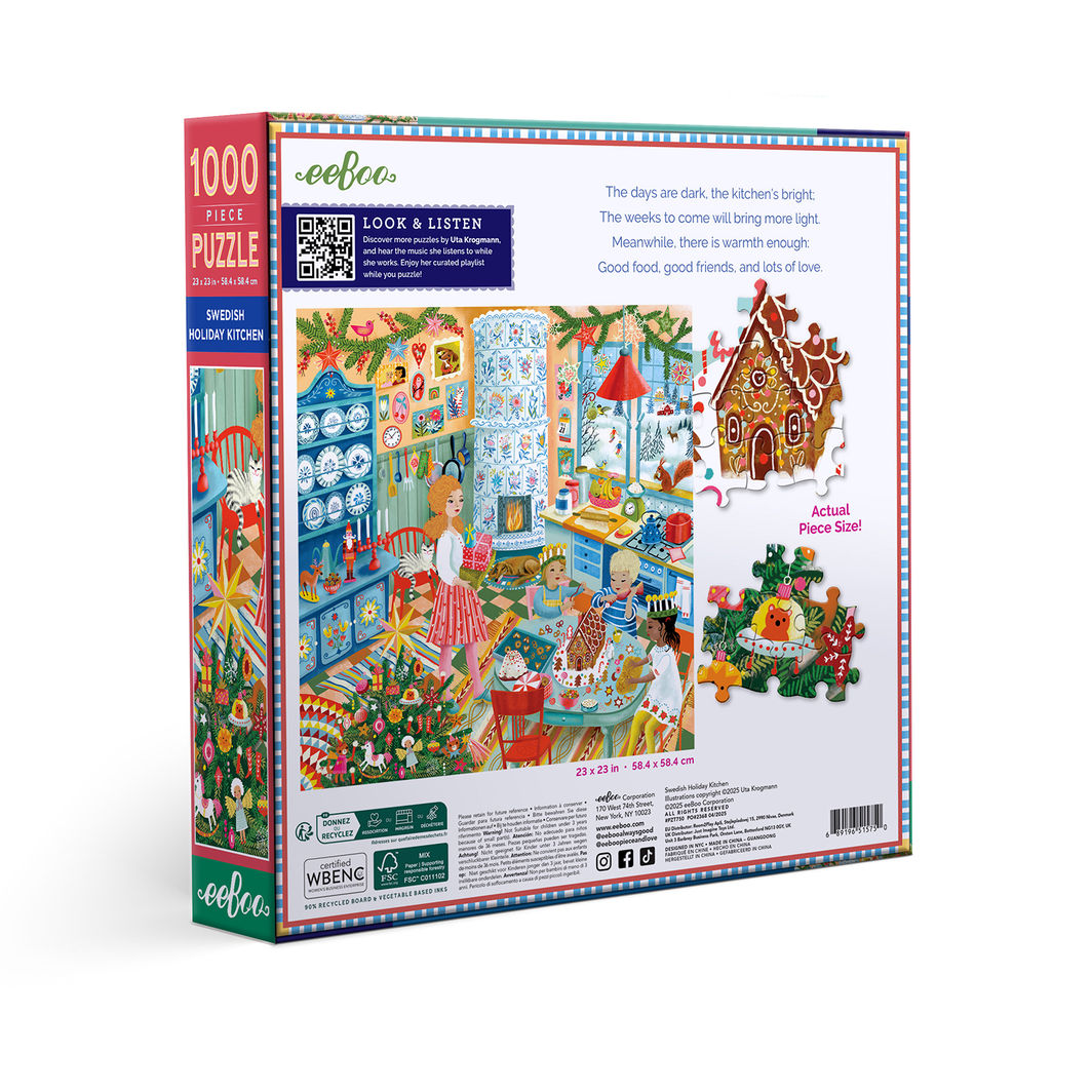 eeBoo Jigsaw Puzzle 1000 Pieces, Swedish Holiday Kitchen