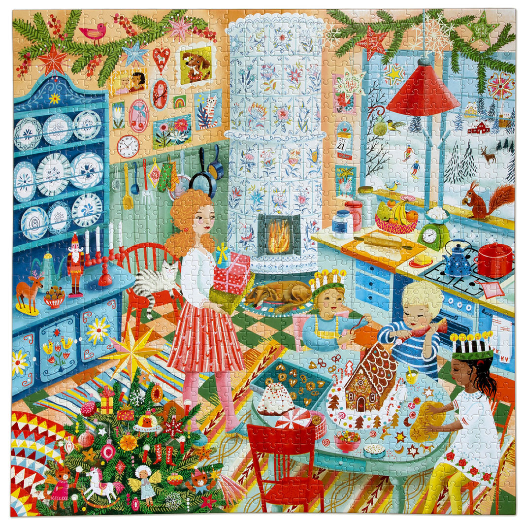 eeBoo Jigsaw Puzzle 1000 Pieces, Swedish Holiday Kitchen