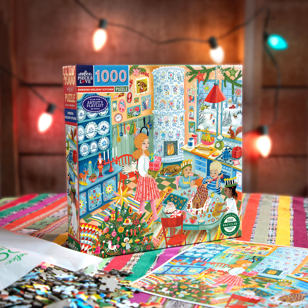 eeBoo Jigsaw Puzzle 1000 Pieces, Swedish Holiday Kitchen