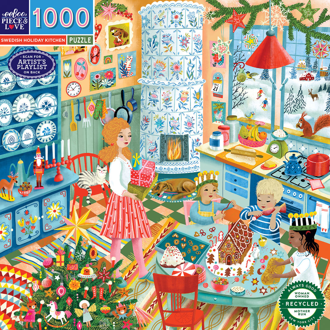 eeBoo Jigsaw Puzzle 1000 Pieces, Swedish Holiday Kitchen