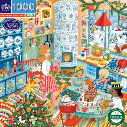 eeBoo Jigsaw Puzzle 1000 Pieces, Swedish Holiday Kitchen