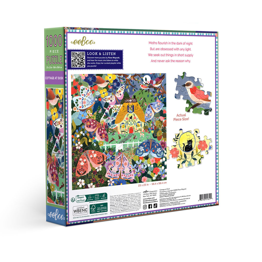 eeBoo Puzzle 1000 Pieces, Cottage at Dusk