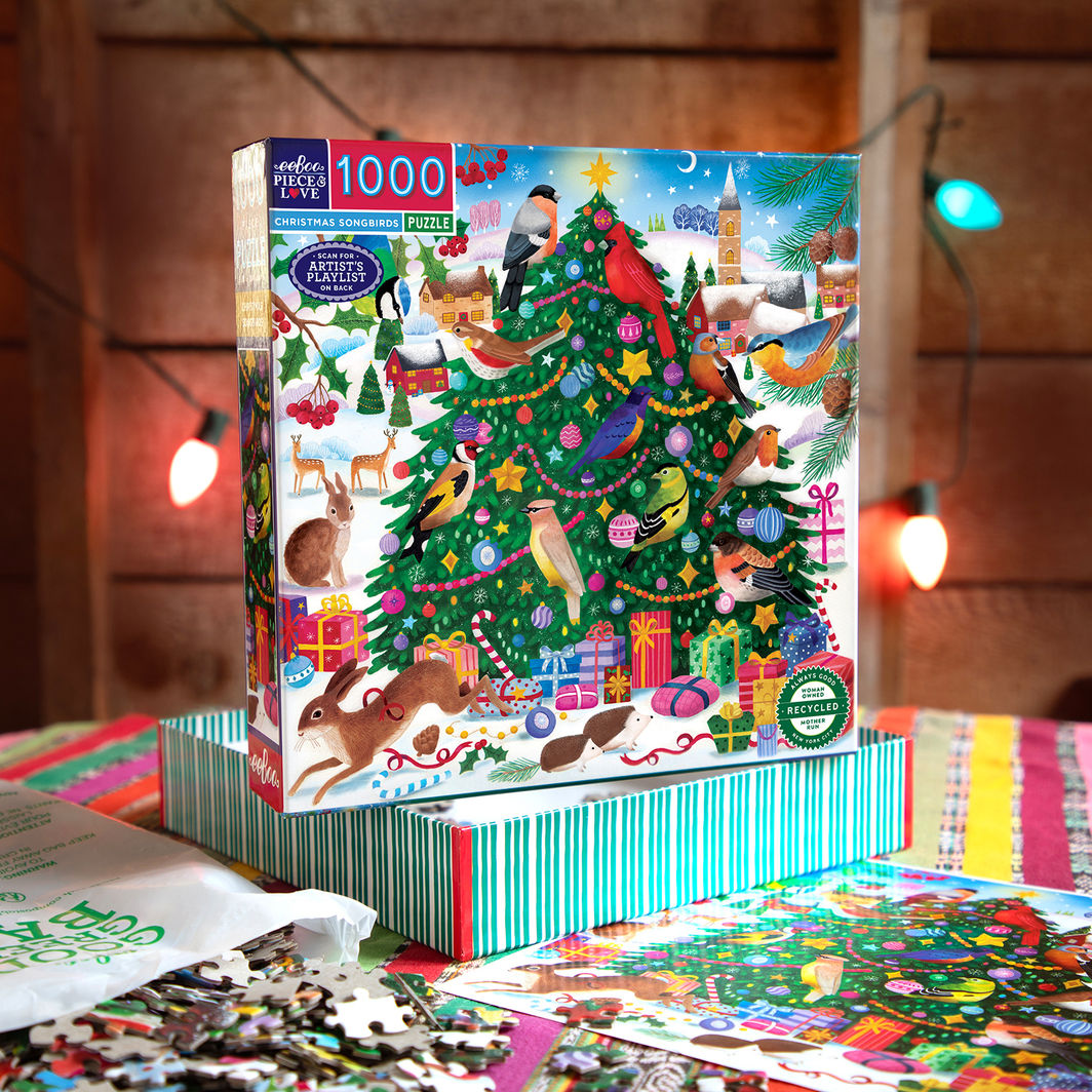 eeBoo Puzzle 1000 Pieces, Christmas Songbirds
