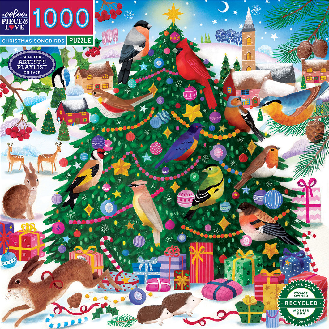 eeBoo Puzzle 1000 Pieces, Christmas Songbirds