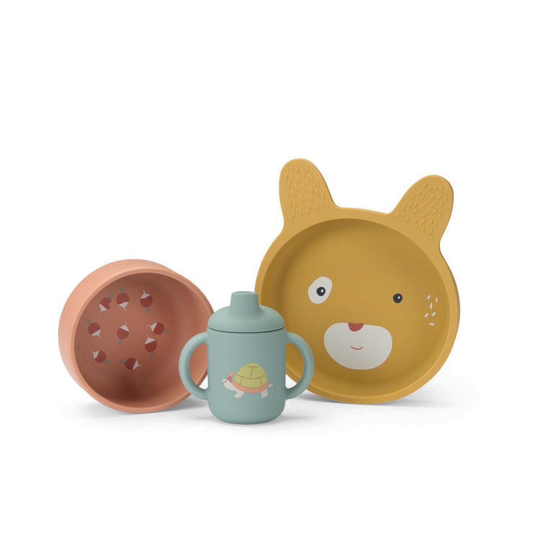 Moulin Roty My First 3-Piece Dinner Set, Trois petits lapins