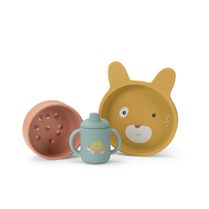 Moulin Roty My First 3-Piece Dinner Set, Trois petits lapins