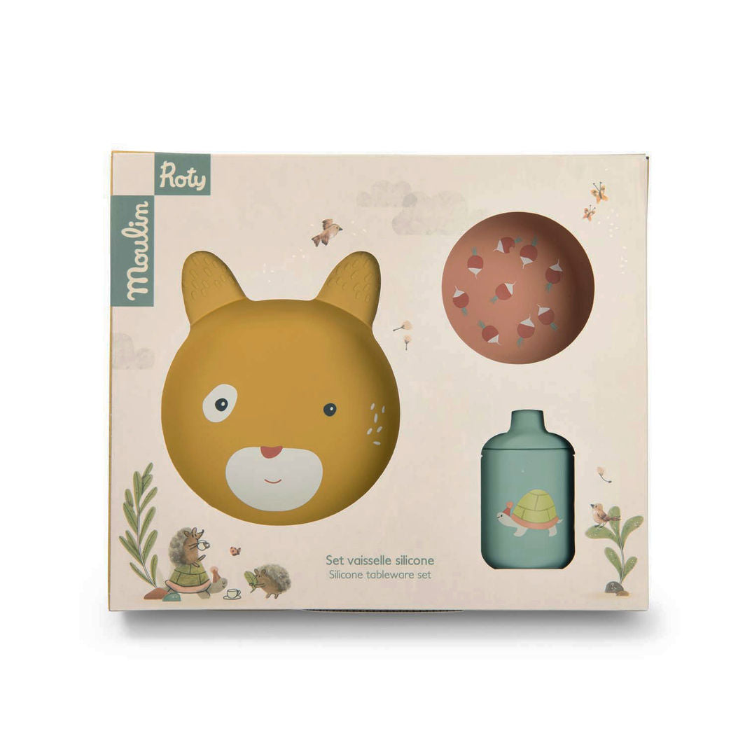 Moulin Roty My First 3-Piece Dinner Set, Trois petits lapins