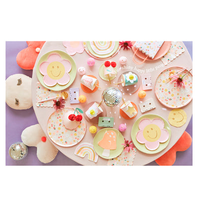 Meri Meri Paper Plates, Happy Face Flowers – Pack of 8