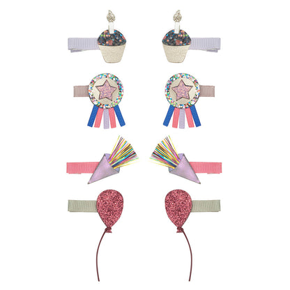 Mimi &amp; Lula Hair Clips, Set of 8 - Birthday Theme Party Time
