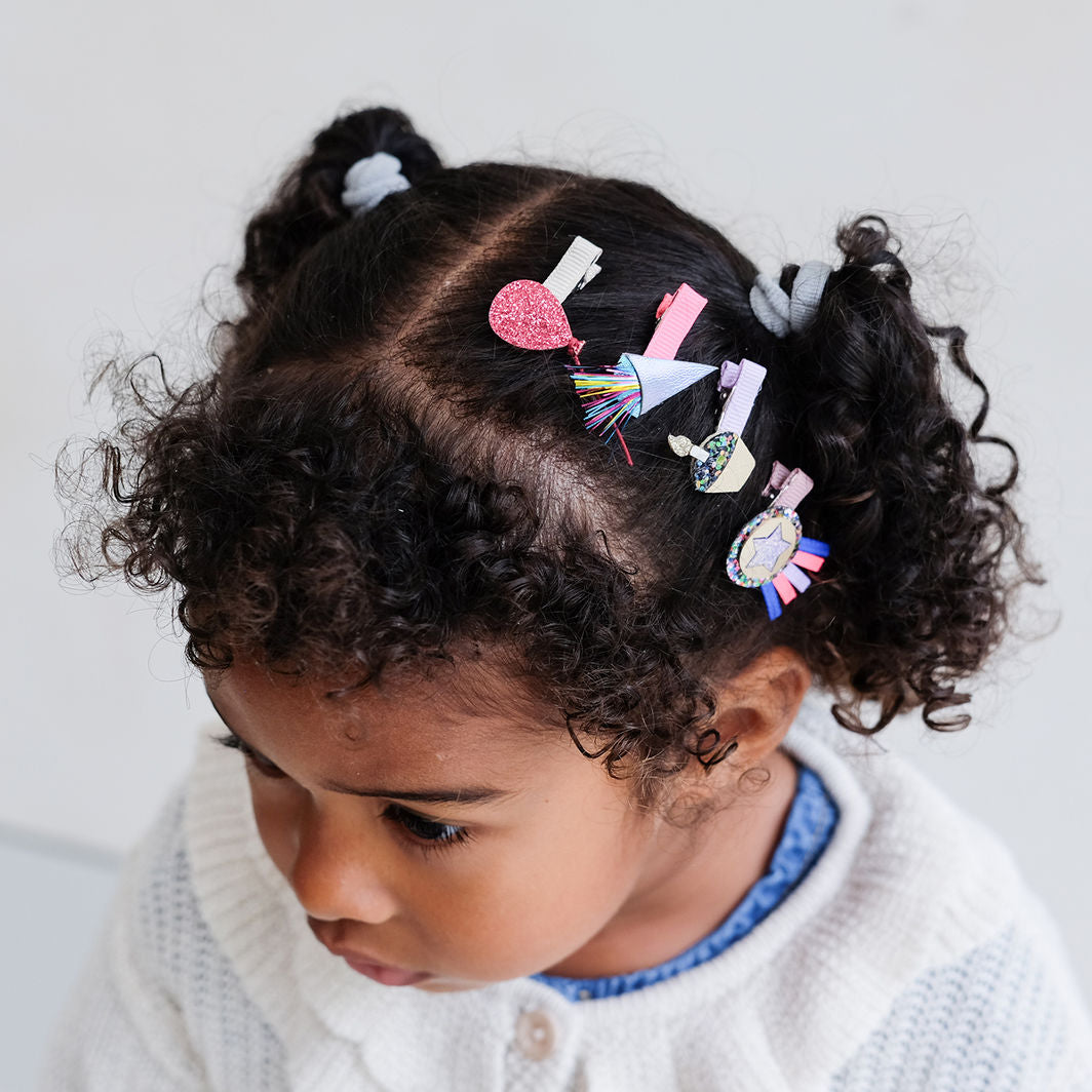 Mimi &amp; Lula Hair Clips, Set of 8 - Birthday Theme Party Time