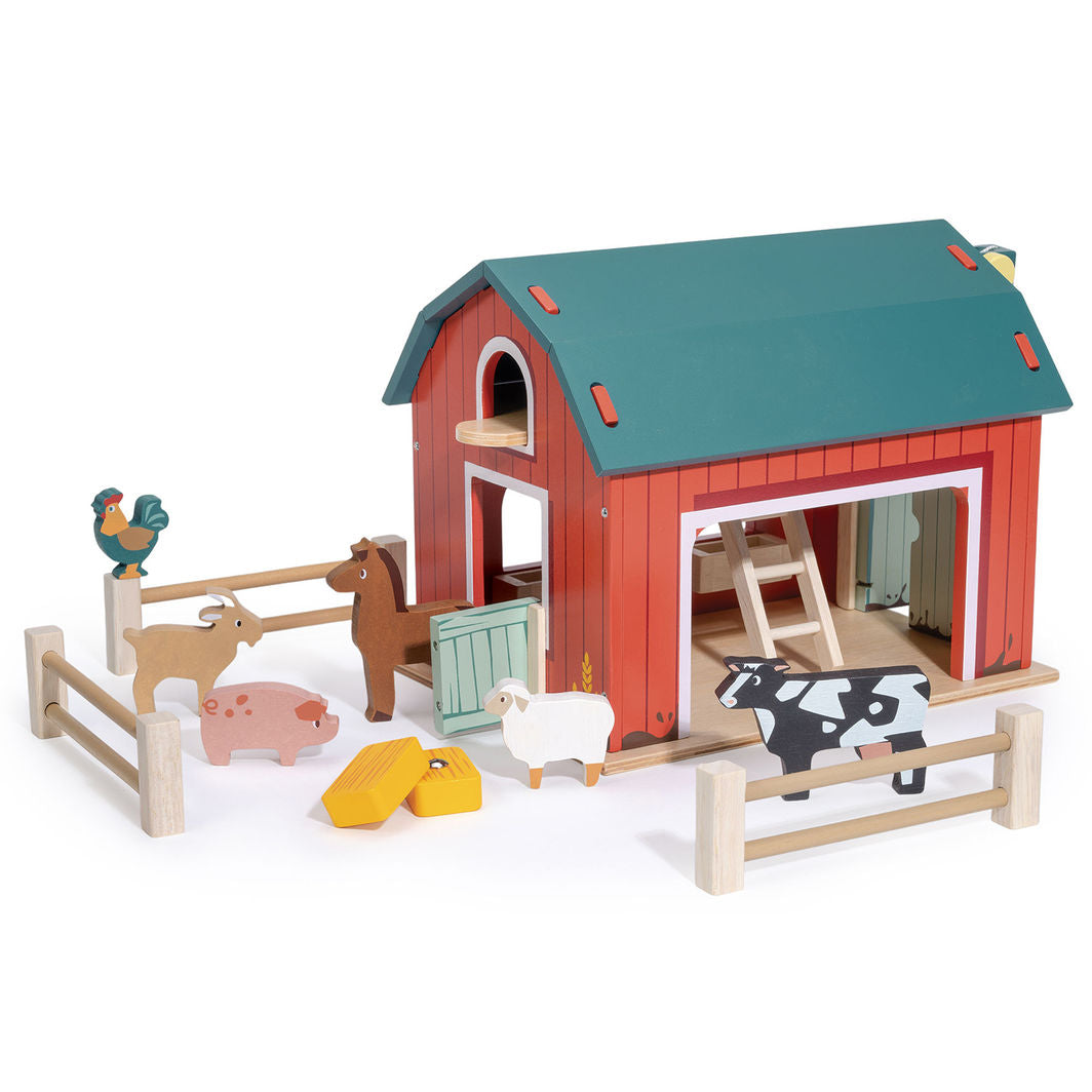 Mentari, Large Red Barn with Animals