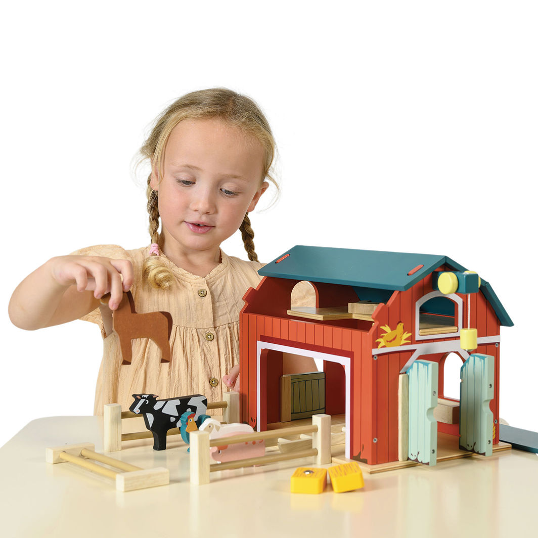 Mentari, Large Red Barn with Animals