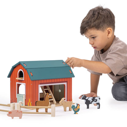 Mentari, Large Red Barn with Animals