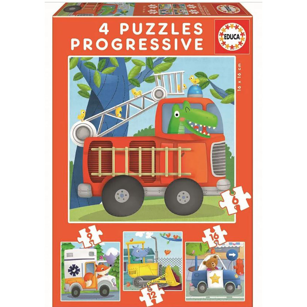 Educa Puzzle Set, 4 Puzzles, Rescue Patrol - 6, 9, 12, and 16 Pieces