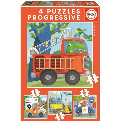 Educa Puzzle Set, 4 Puzzles, Rescue Patrol - 6, 9, 12, and 16 Pieces