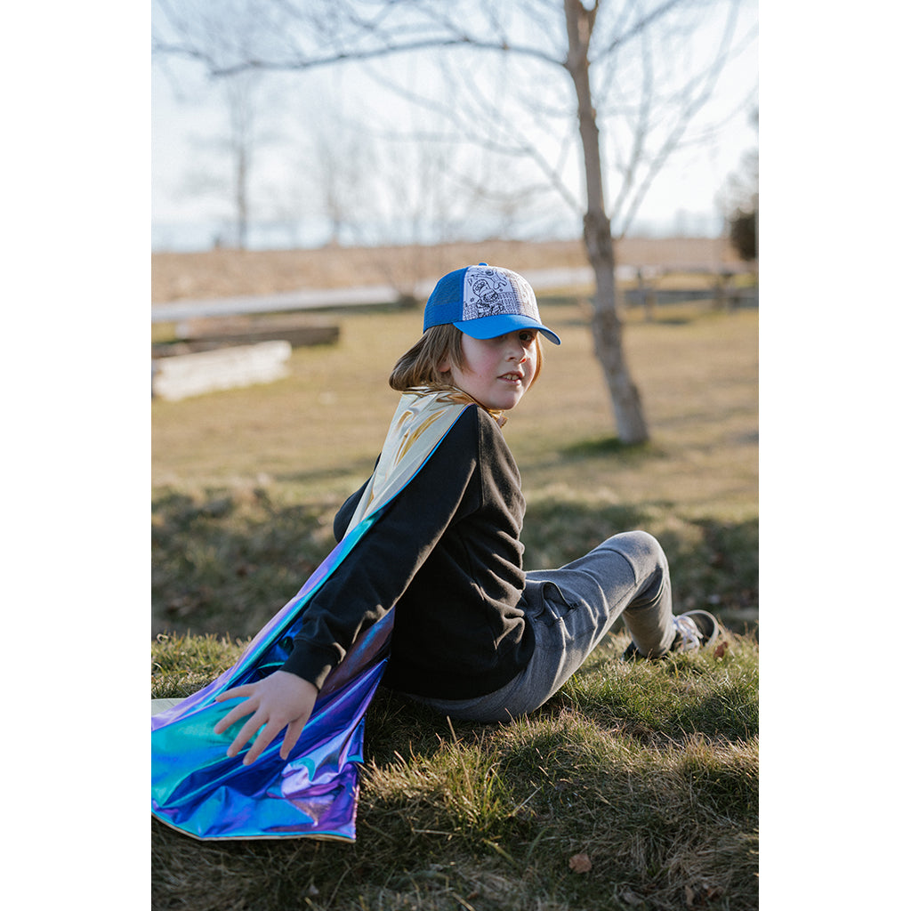Great Pretenders Superhero Cape, Blue Lightning, Reversible - Size 5-6 Years