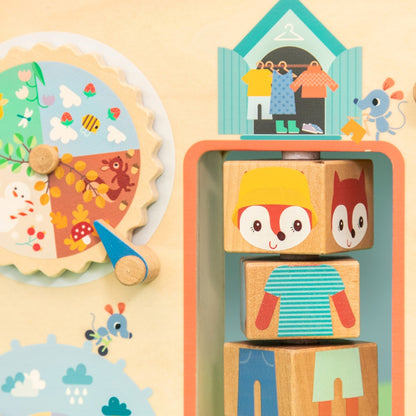 Lilliputiens Wooden Activity Panel, Dress for the Weather