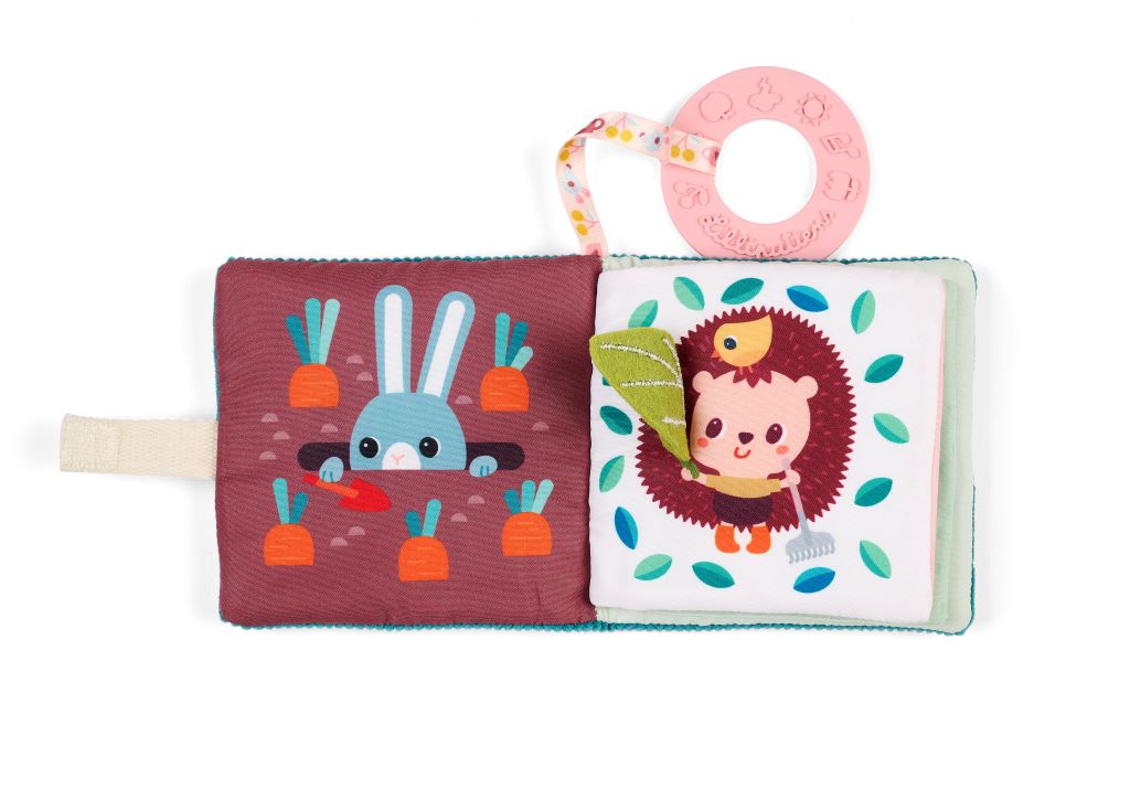 Lilliputiens, Jeanne Fabric Book for Baby with Teething Ring
