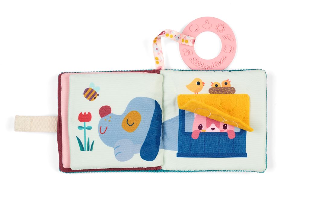 Lilliputiens, Jeanne Fabric Book for Baby with Teething Ring