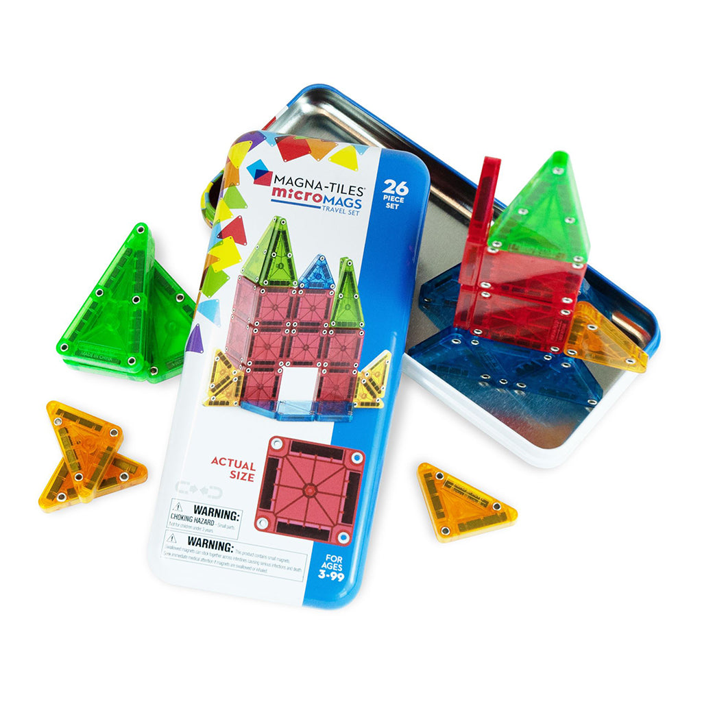 Magna-Tiles MicroMags Travel Set, Magnetic Construction Kit with 26 Pieces