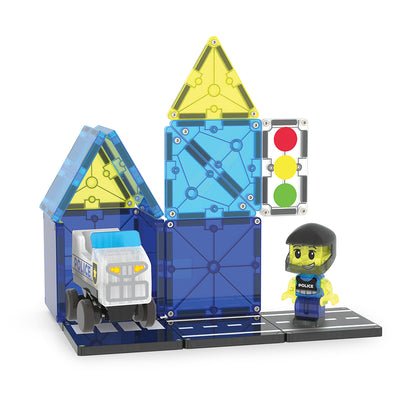 Magna-times Magnetic Building Set, Police Patrol - 20 Pieces