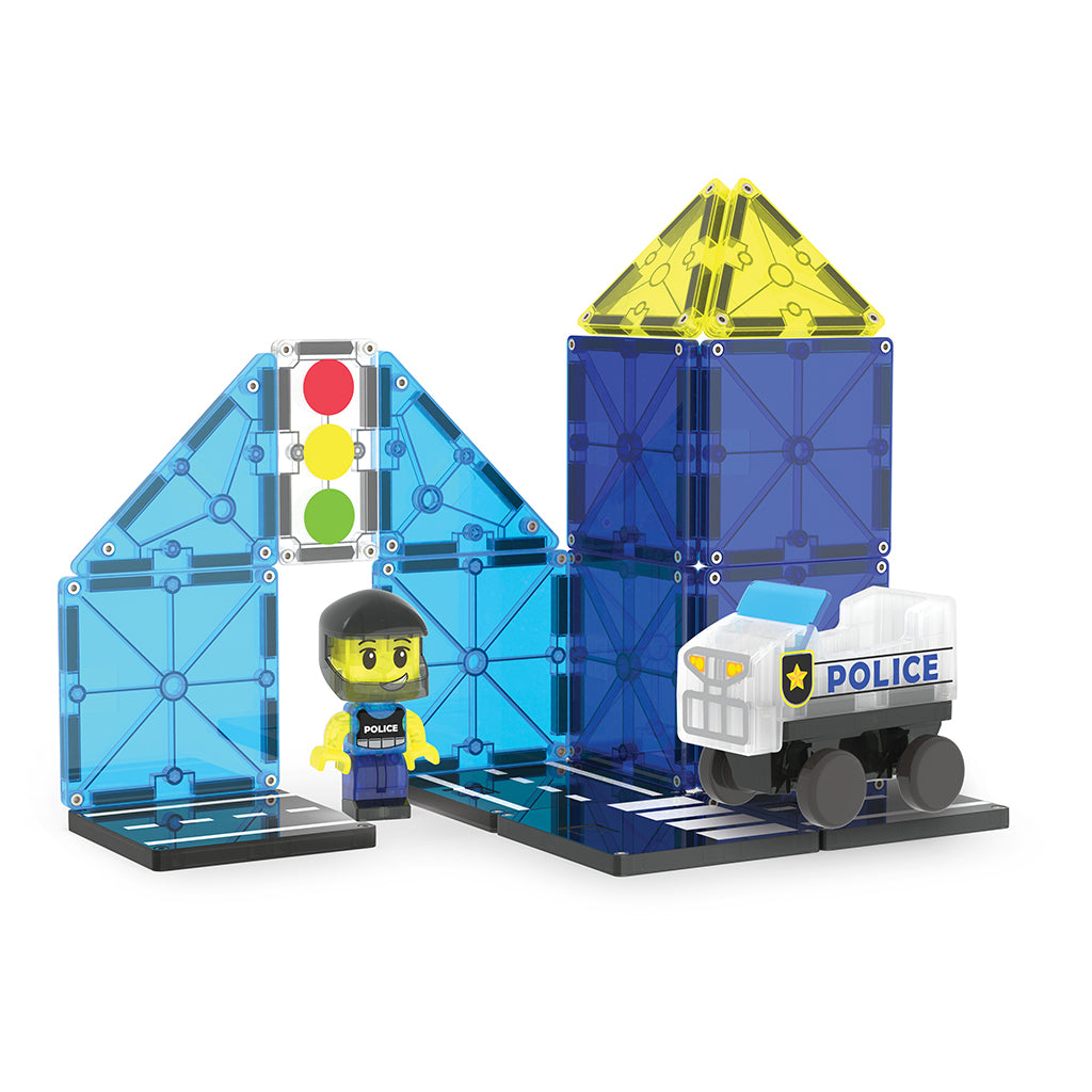Magna-times Magnetic Building Set, Police Patrol - 20 Pieces