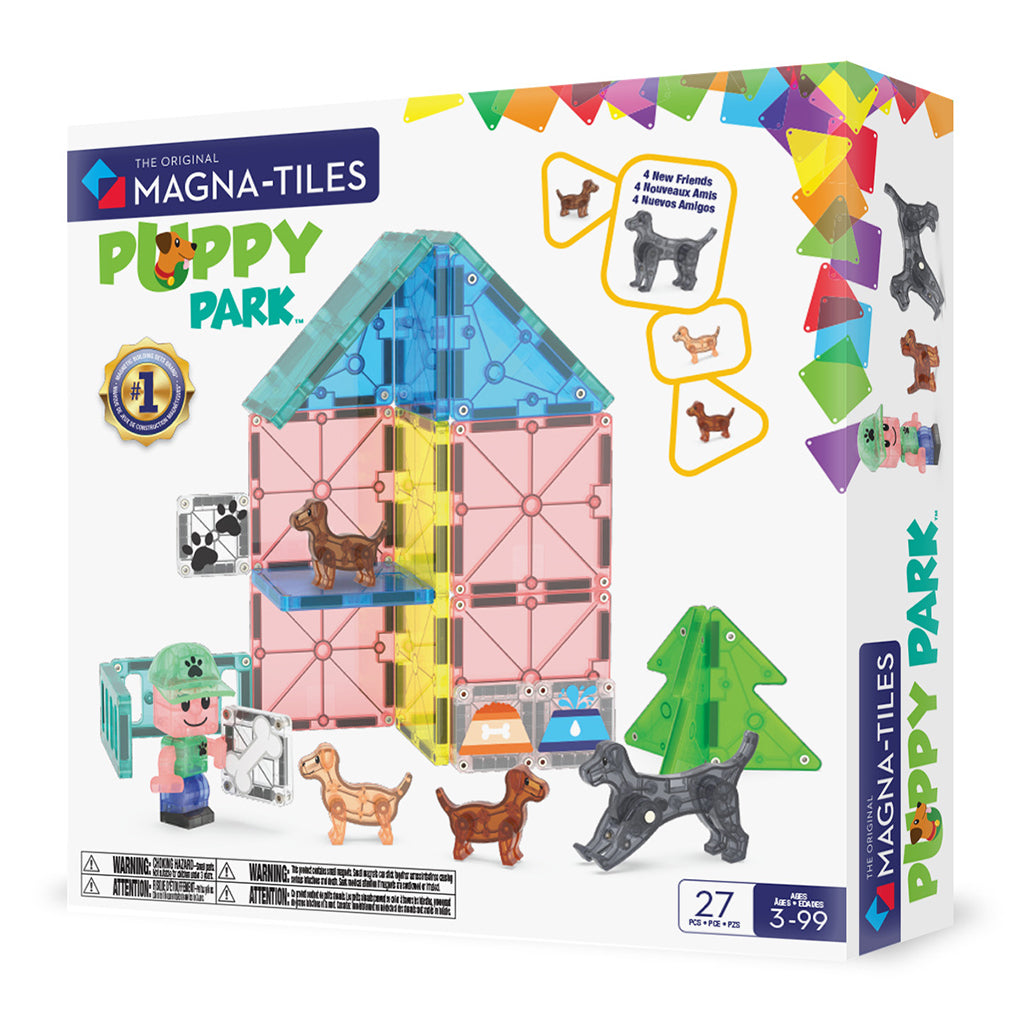 Magna-Tiles Magnetic Construction Set, Dog Daycare – 27 Pieces
