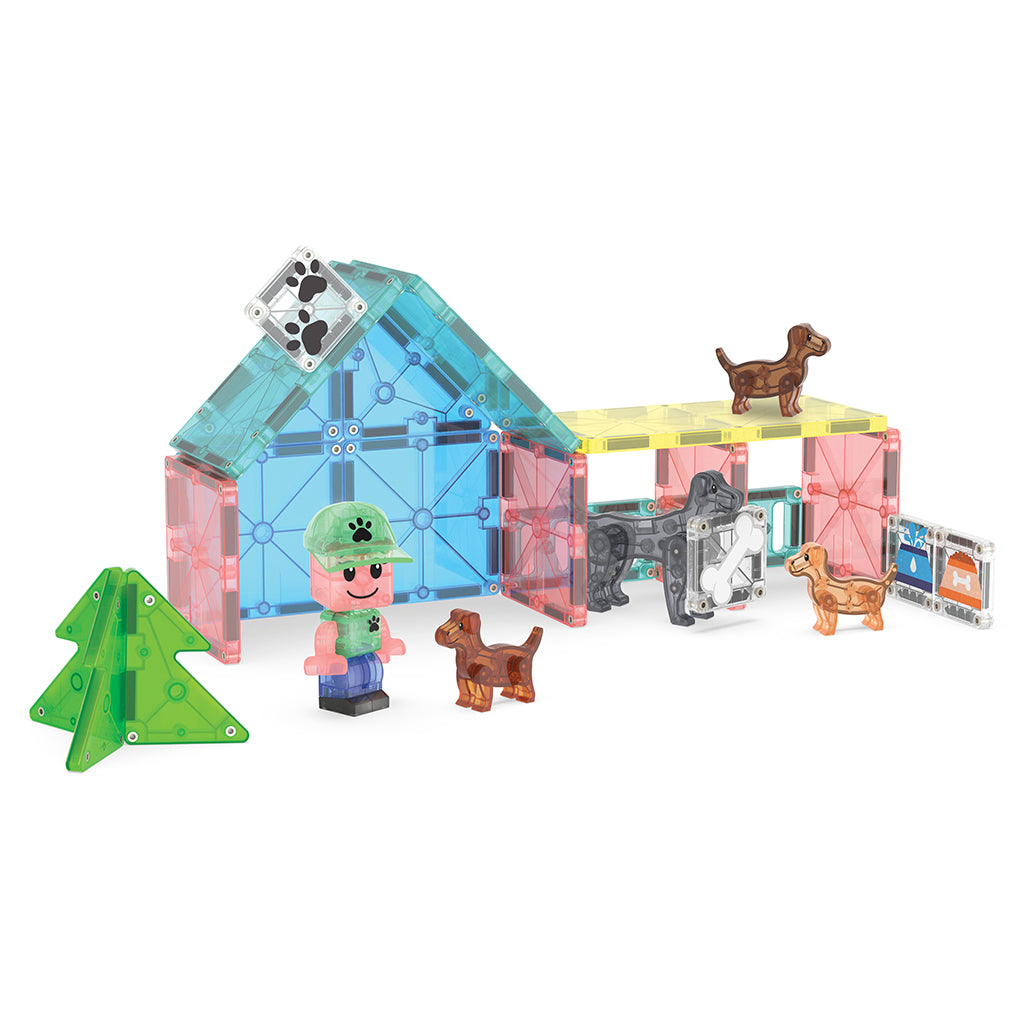 Magna-Tiles Magnetic Construction Set, Dog Daycare – 27 Pieces