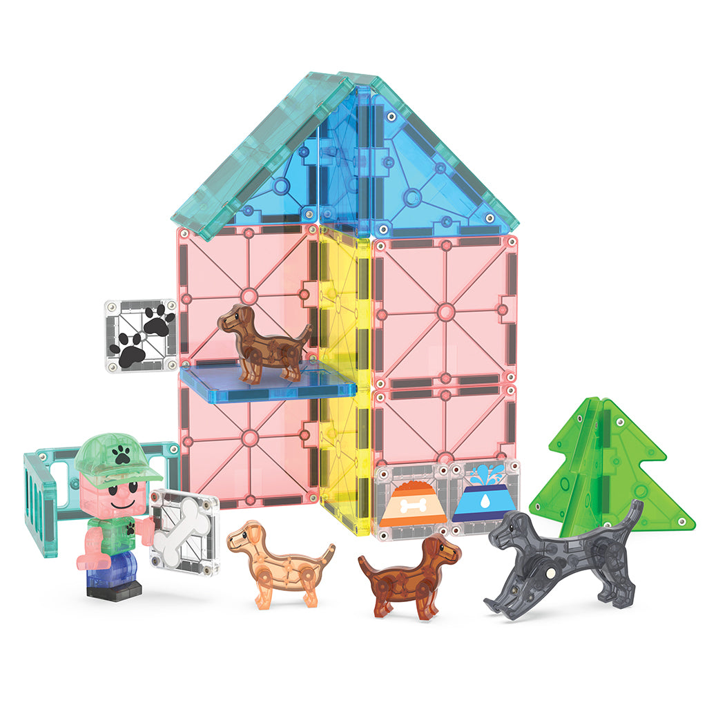 Magna-Tiles Magnetic Construction Set, Dog Daycare – 27 Pieces