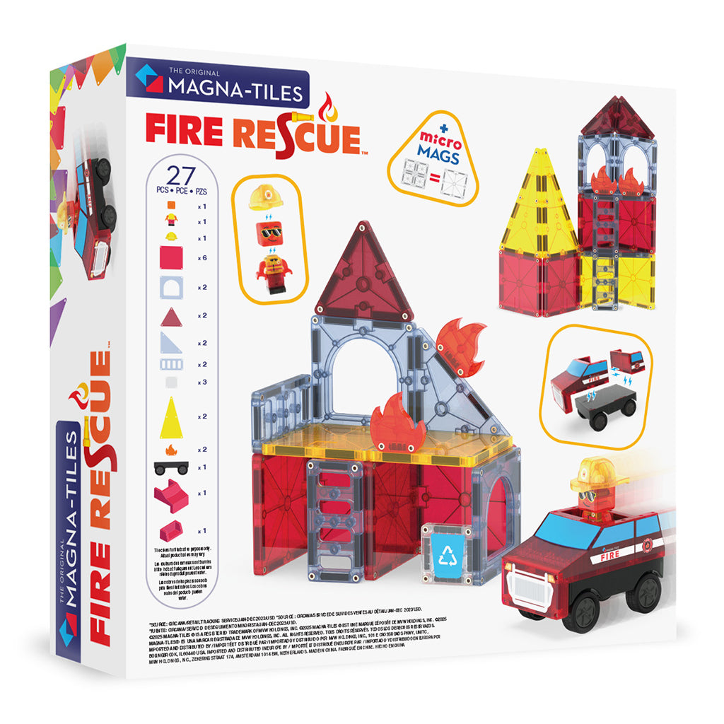 Magna-Tiles Magnetic Building Set, Fire and Rescue Station - 27 Pieces